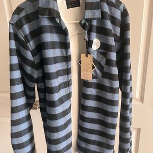 Nomad Black and Blue Striped Flannel Shirt Jacket